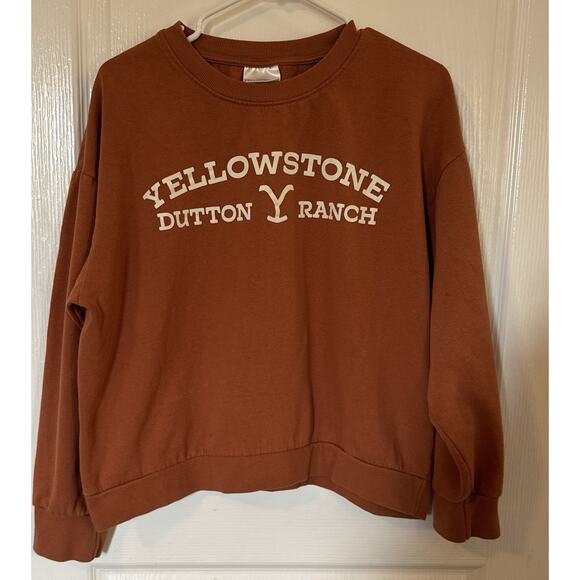 Yellowstone Tops - Yellowstone Dutton Ranch Women's Rust Orange Pullover Sweatshirt Size XL
